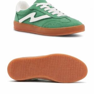 Madden Girl Green Suede Sneakers with White Accent and Gum Sole